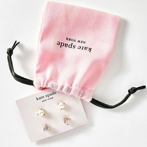 2 Pairs New Kate Spade Stud Earrings With Pouch
